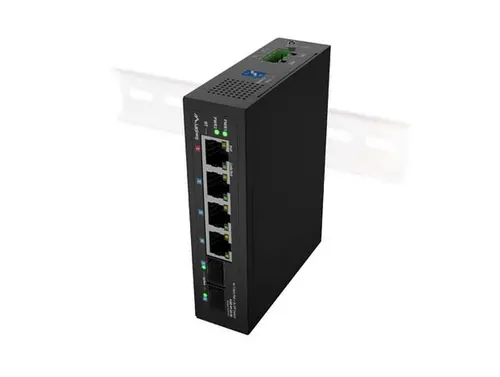 Комутатор, Lanberg Switch Light Industrial POE 1 x BT 3 x AT 2 x SFP DIN Unmanagment Gigabit Ethernet