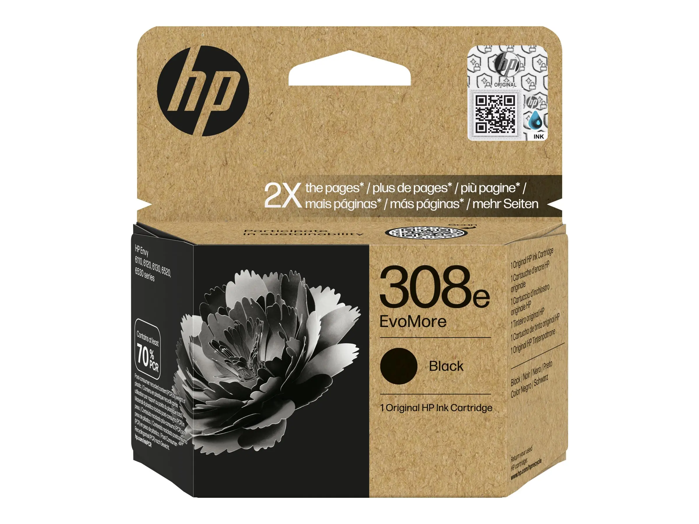 HP 308e EvoMore Black Original Ink Cartridge