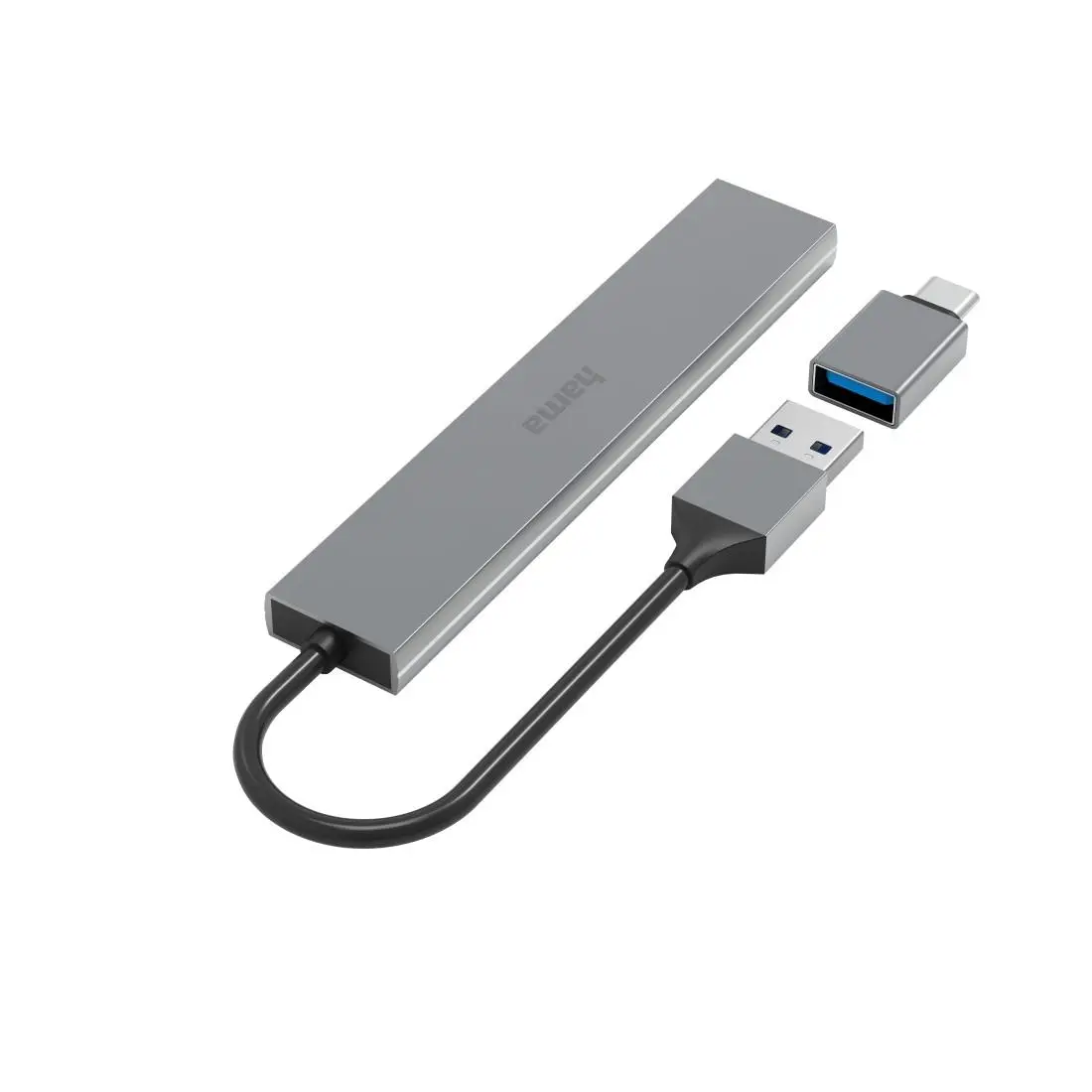HAMA USB хъб, 4 порта, USB 3.2 Gen 1, 5 Gbit/s, ултратънък, вкл. USB-C адаптер - image 1