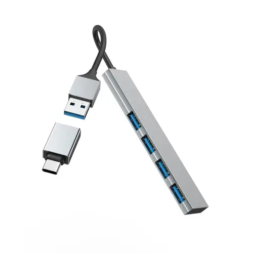 HAMA USB хъб, 4 порта, USB 3.2 Gen 1, 5 Gbit/s, ултратънък, вкл. USB-C адаптер - image 2