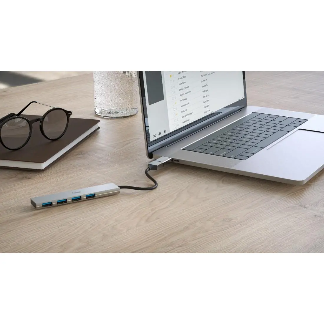 HAMA USB хъб, 4 порта, USB 3.2 Gen 1, 5 Gbit/s, ултратънък, вкл. USB-C адаптер - image 4