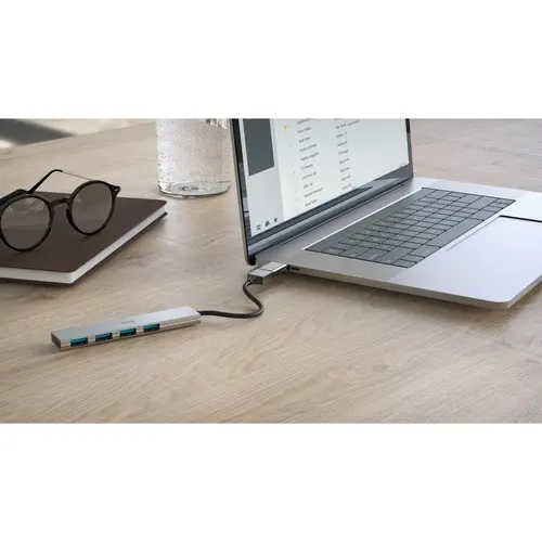 HAMA USB хъб, 4 порта, USB 3.2 Gen 1, 5 Gbit/s, ултратънък, вкл. USB-C адаптер - image 4