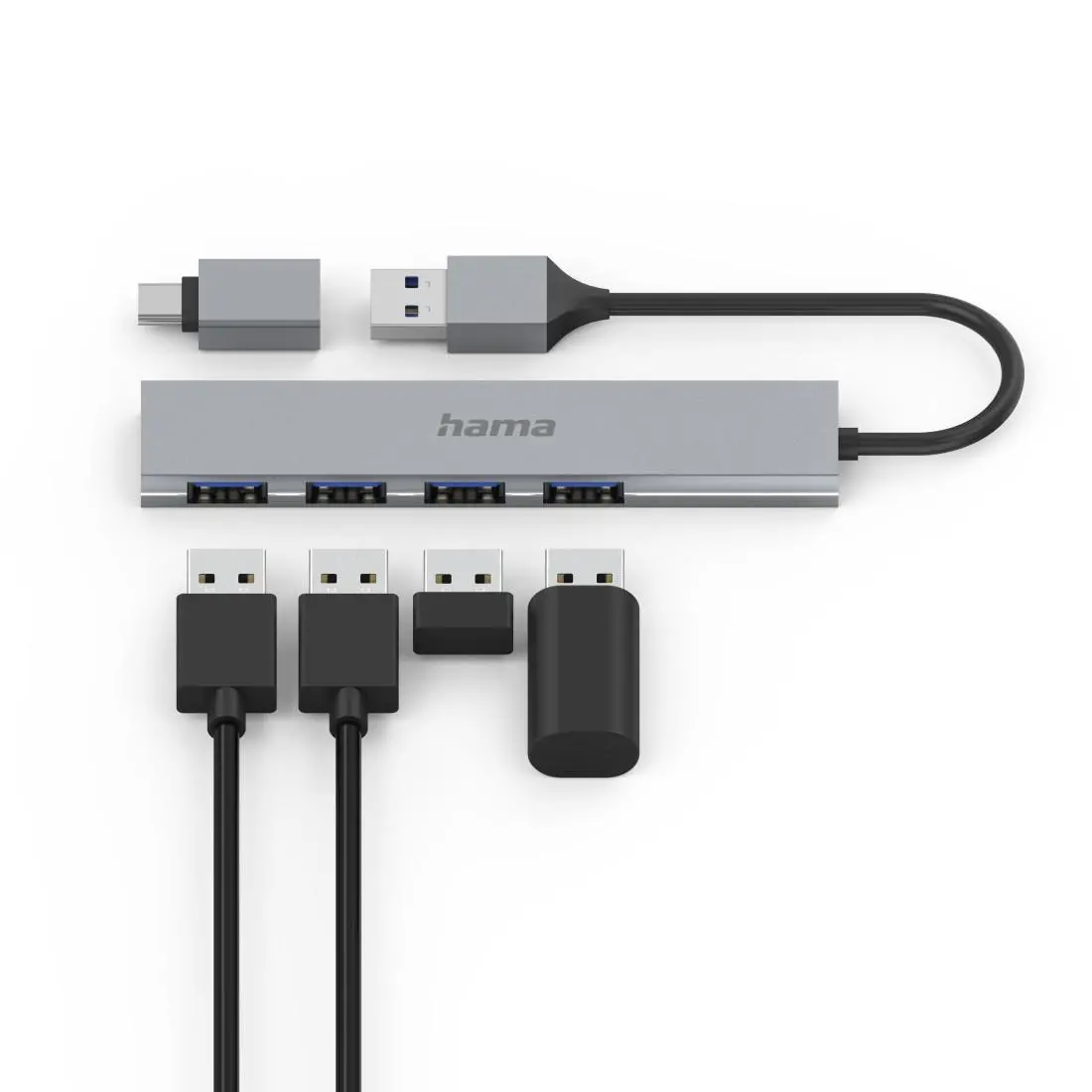 HAMA USB хъб, 4 порта, USB 3.2 Gen 1, 5 Gbit/s, ултратънък, вкл. USB-C адаптер - image 8