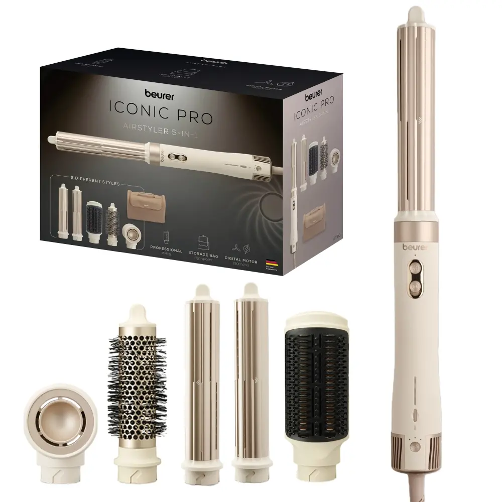 Електрическа четка за коса, Beurer HT 100 Multistyler, Airstyler 5-in-1, Ceramic-tourmaline coating; Quiet up to 75 dB ; x 3 blower & temperature settings; storage bag & heat protection glove - image 1