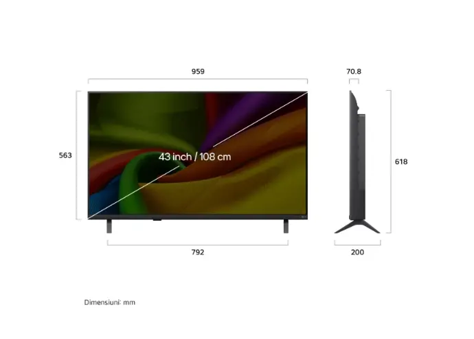 Телевизор, LG 43NU8E0B3LA, 43" 4K HDR UHD, 3840x2160, DVB-T2/C/S2, AI Alpha 7, HDR 10, webOS 26, ThinQ AI, VRR, ALLM, HGiG, WiFi, Clear Voice, 4K Super Upscaling, Bluetooth 5.3, Hdmi e-ARC , CI, LAN, AirPlay2, AI Sound Pro, Google Cast, 2 Pole stand, Black - image 1