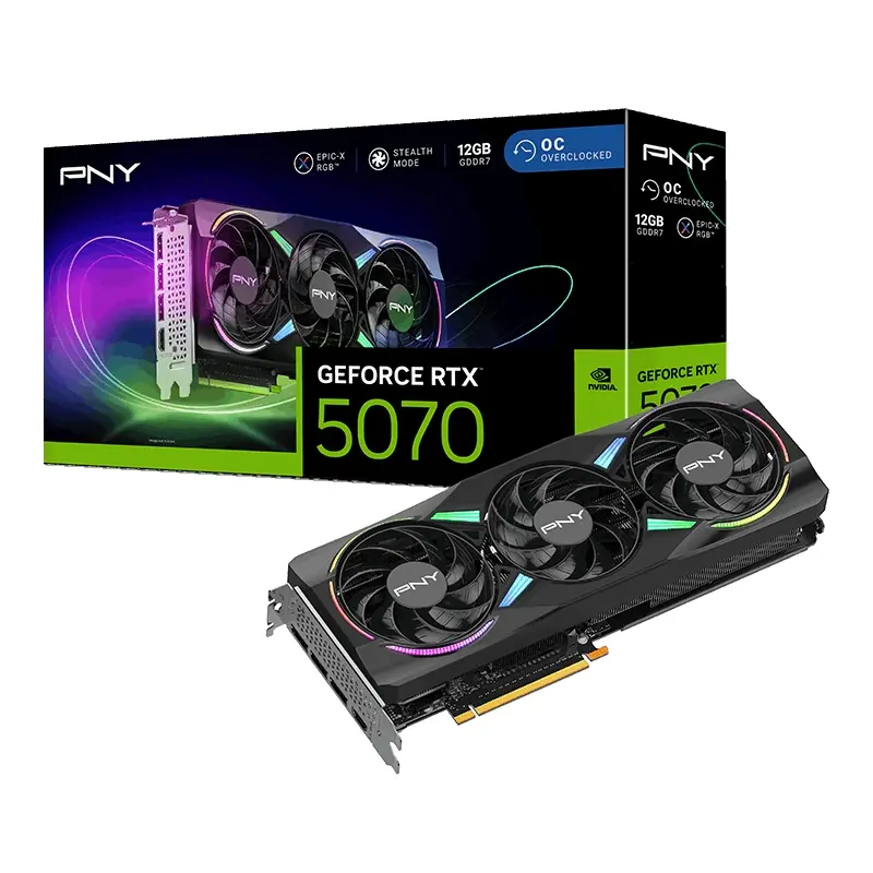 Видео карта, PNY GeForce RTX 5070 12GB GDDR7 OC EPIC-X RGB Triple Fan