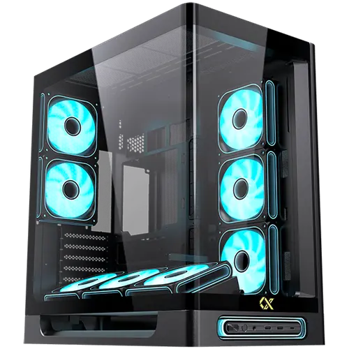 Heaven Air EN49590 (BK,U3x2+Type C,Curved TG,6PCS J20A PWM Reverse & 2PCS J20A PWM,ARGB & PWM Remote Control Box)