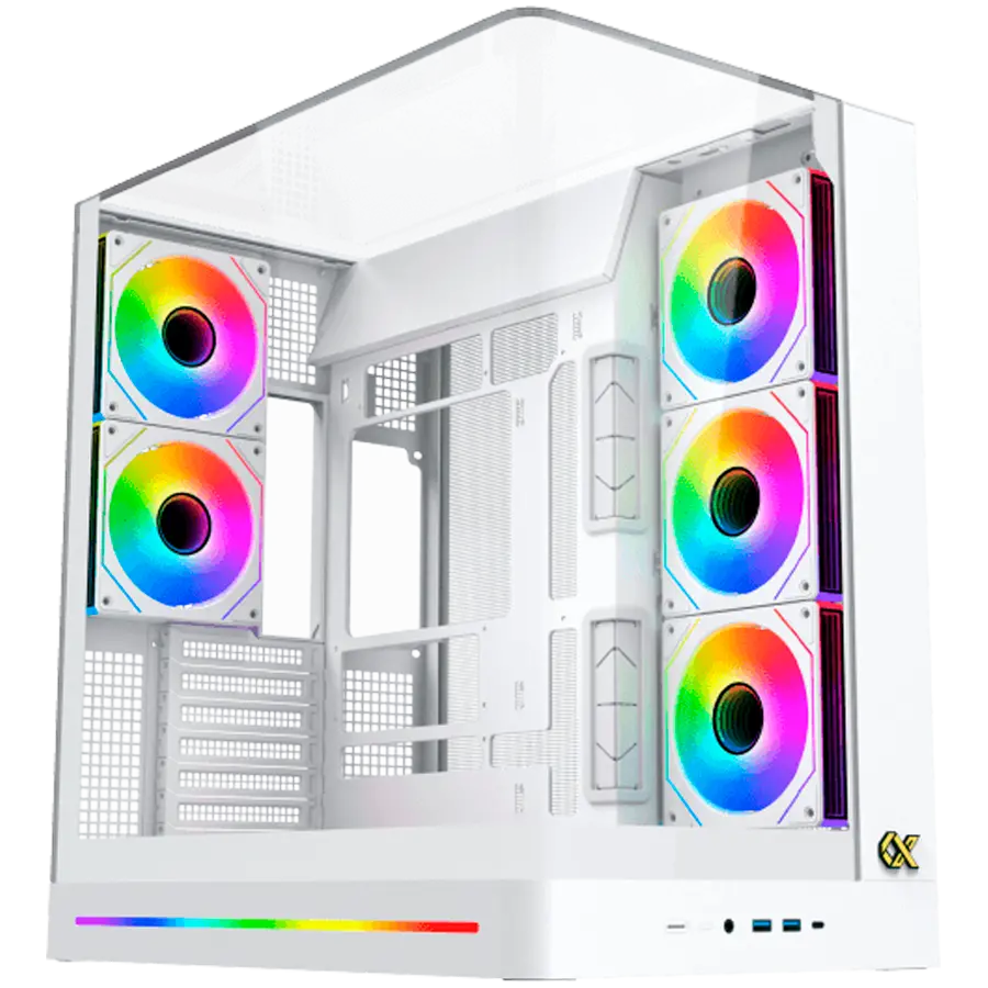Pano II Arctic EN48425 (WH,U3x2+Type C,Curved TG,6PCS H22A WH Reverse & 2PCS H22A WH,ARGB & PWM Remote Control Box)