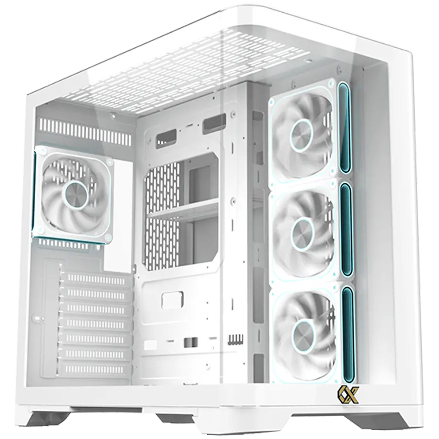 Crystal Storm Arctic V2 EN49408 (WH,EATX,U3+U2,Front Curved & Left TG,3PCS J22A PWM Arctic Reverse & 1PC J22A PWM Arctic,ARGB PCB)
