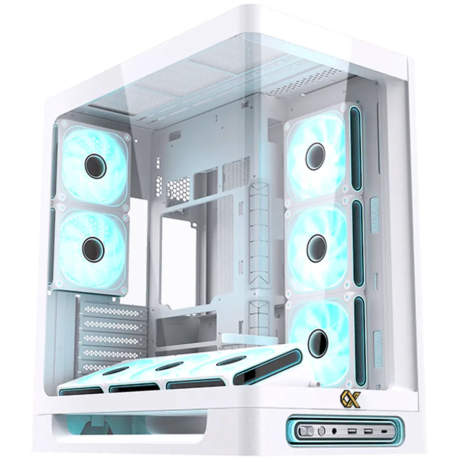 Heaven Air Arctic EN49606 (WH,U3x2+Type C,Curved TG,6PCS J20A PWM WH Reverse & 2PCS J20A PWM WH,ARGB & PWM Remote Control Box)