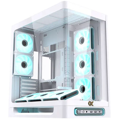 Heaven Air Arctic EN49606 (WH,U3x2+Type C,Curved TG,6PCS J20A PWM WH Reverse & 2PCS J20A PWM WH,ARGB & PWM Remote Control Box)