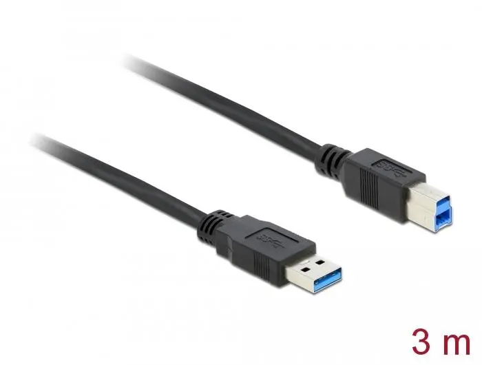 Cablu Delock USB-A tată - USB-B tată, 3 m, USB3.0, Ecranat, Negru - image 1
