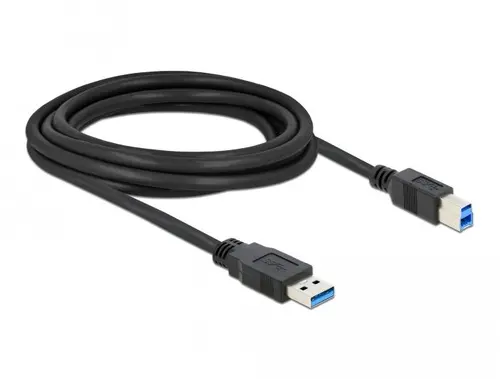Кабел Delock USB-A мъжко - USB-B мъжко, 3 м, USB3.0, Екраниран, Черен - 1