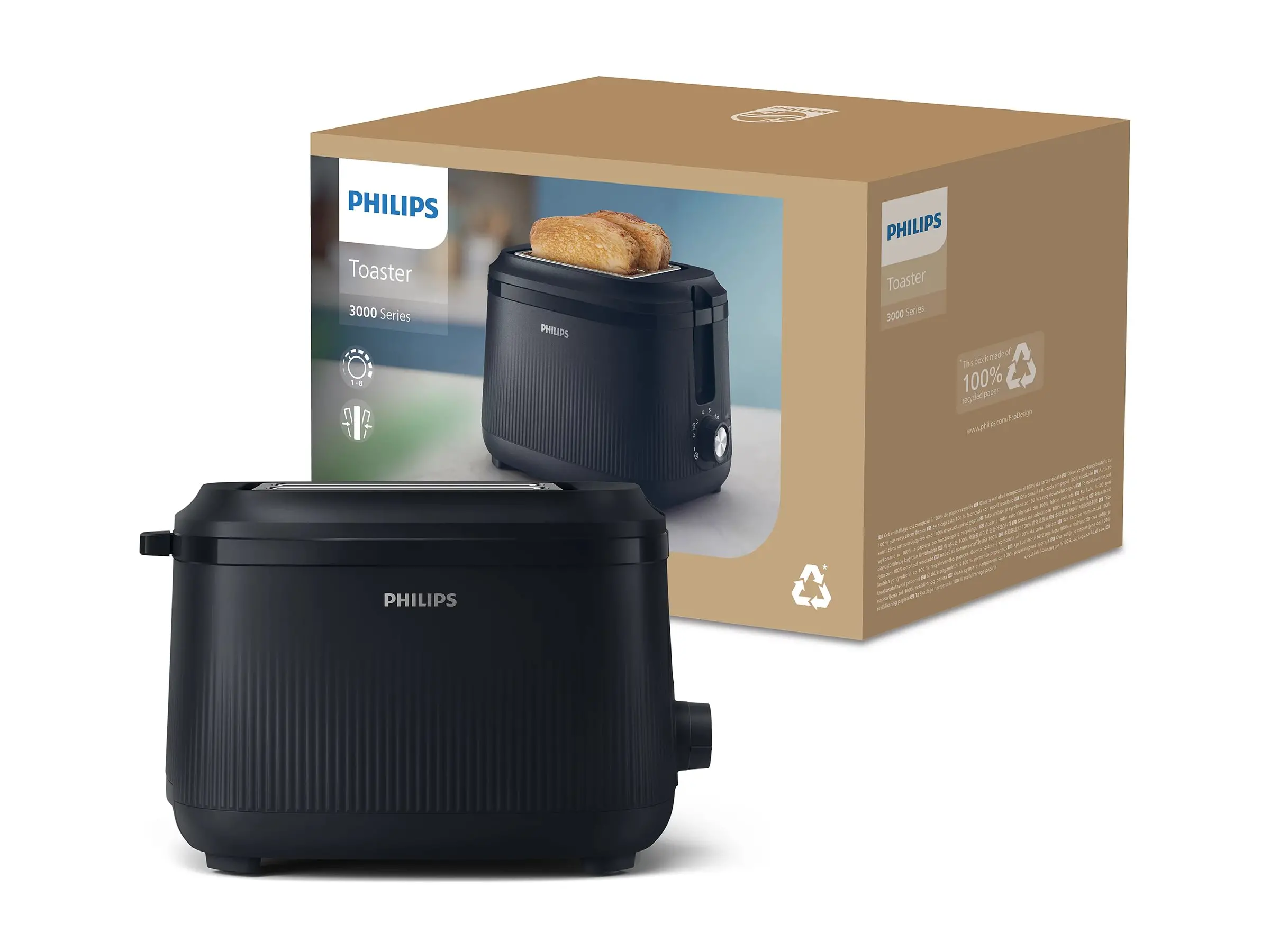 PHILIPS Тостер Series 3000 черен