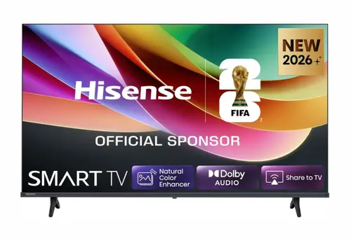 Телевизор, Hisense 32" A4S, HD 1366x768,3000:1, DLED, HLG, DTS Virtual X, Smart TV, WiFi, WiFi Direct, BT, VIDAA U7,Anyview Cast, 2xHDMI, 2xUSB, LAN, CI+, DVB-T2/C/S2, Black