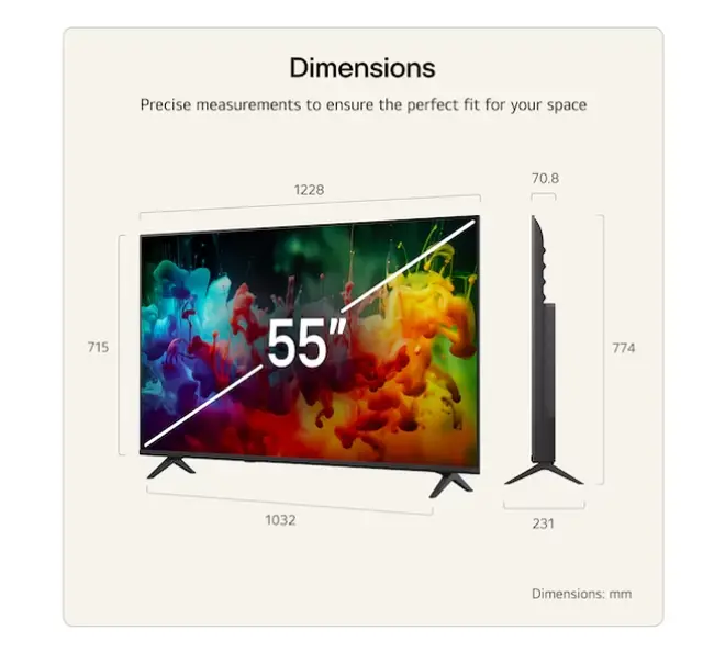 Телевизор, LG 55QNED71B3B., 55" 4K QNED MiniLED Smart TV, 3840x2160, DVB-T2/C/S2, Alpha 7 AI Processor, HDR10 / HLG, webOS 26 ThinQ, VRR / ALLM / HGiG, 4K Super Upscaling, WiFi 5, Bluetooth 5.3, AirPlay 2, LAN, CI, HDMI, AI Sound Pro, Google Cast, 2 pole Stand - image 2