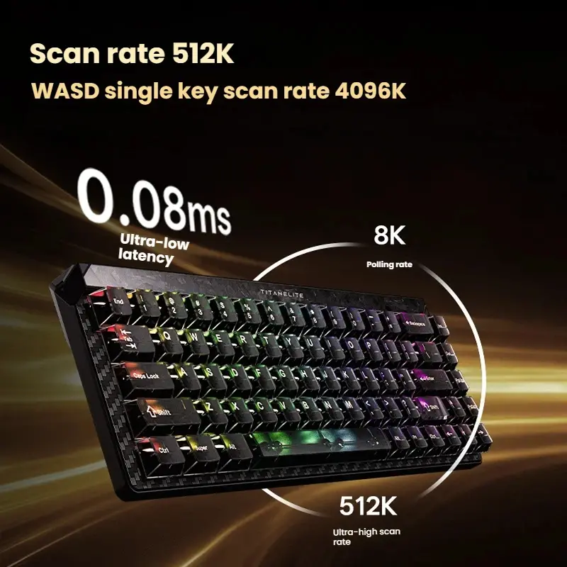 Madlions професионална геймърска механична клавиатура Professional Gaming Mechanical Keyboard TITAN 68 TURBO - 8K, Magnetic Fuguang Switches (English US), Blac - image 1