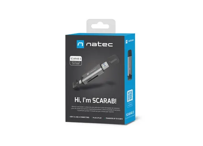 Аксесоар, Natec Scarab 3 USB-C/USB-A 3.2 Gen.1 SD/Micro SD Card reader - image 3