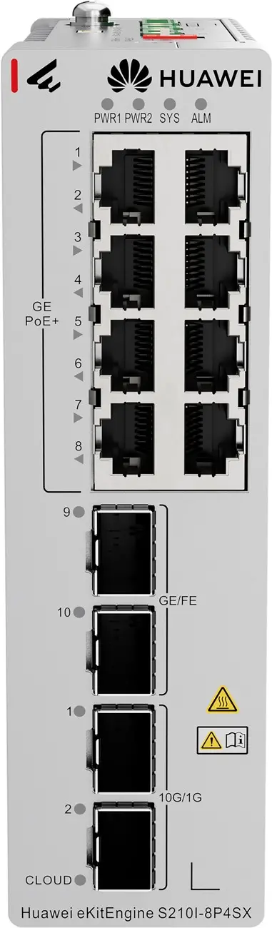 Комутатор Huawei S210I-8P4SX,8xGb POE+,2x10G SFP+,2x1G SFP,L2 индустриален - image 1