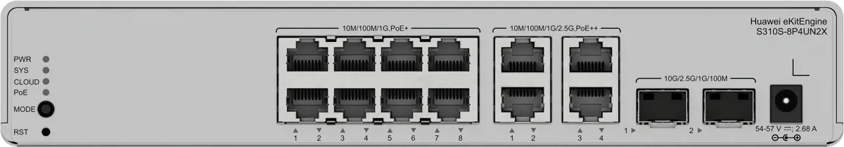 Комутатор Huawei S310S-8P4UN2X, 8x1G POE+, 4x2.5G POE++, 2x10G SFP+,125W, L2+ - image 1