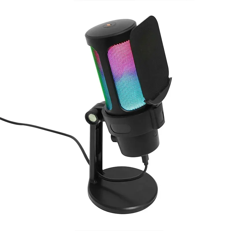 VCom Геймърски микрофон Gaming USB Microphone - VCOM-M902 Black - USB, RGB - image 1