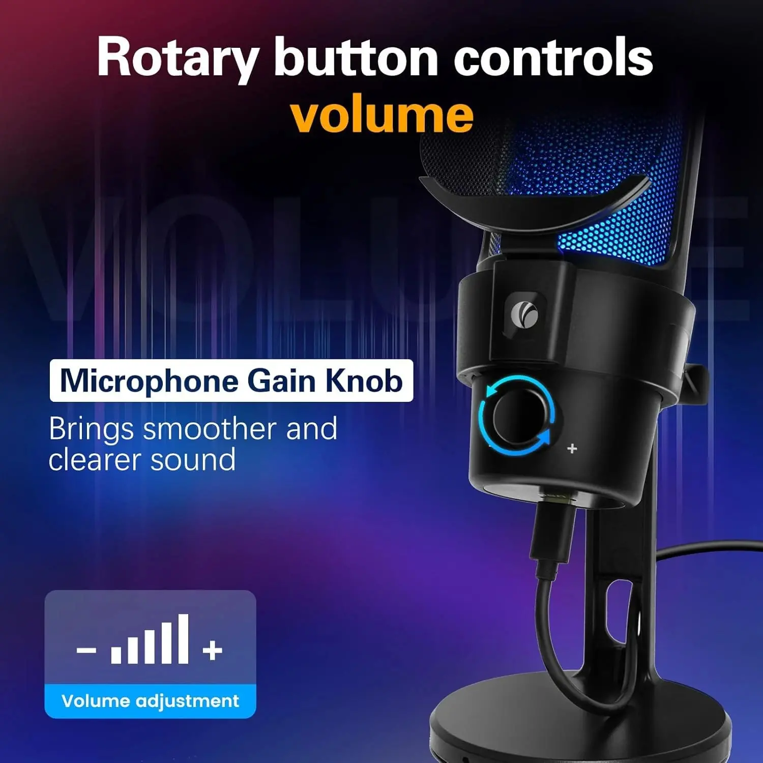 VCom Геймърски микрофон Gaming USB Microphone - VCOM-M902 Black - USB, RGB - image 9