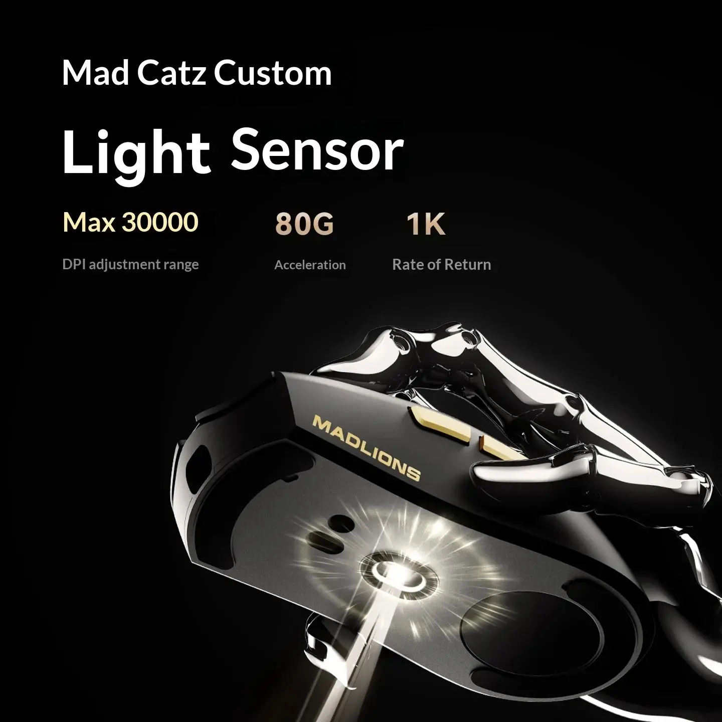 Madlions професионална геймърска мишка Wireless Gaming Mouse M3 Pro - 1K, Mad Catz Custom Sensor, White - image 6