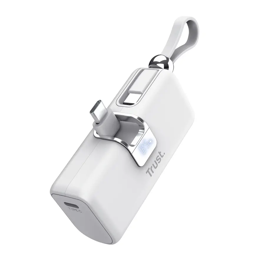 Външна батерия, TRUST Pacto 5000 mAh Pocket Powerbank White