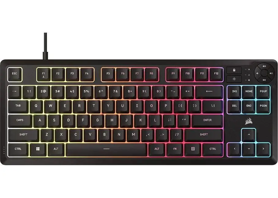 CORSAIR K55 CORE TKL RGB Πληκτρολόγιο Gaming, φωτιζόμενο, RGB LED ανά ζώνη, Rubberdome