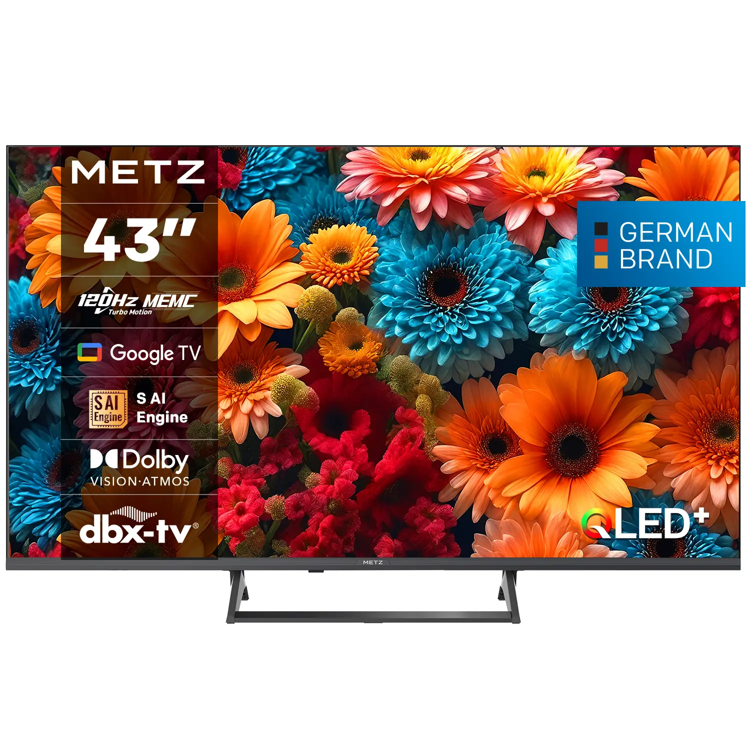 METZ Телевизор 43" 43MQF7500Z UHD 4K QLED SMART TV, Google TV, Клас G