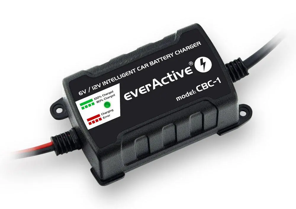 Зарядно процесорно устройство за акумулатор 6V/12V everActive CBC-1 v2 до 1А за автомобили и мотоциклети