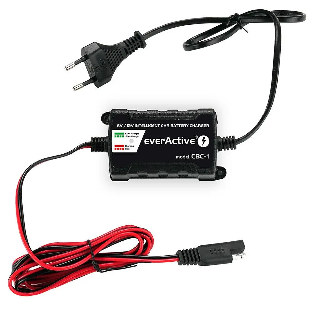 Зарядно процесорно устройство за акумулатор 6V/12V everActive CBC-1 v2 до 1А за автомобили и мотоциклети - image 2