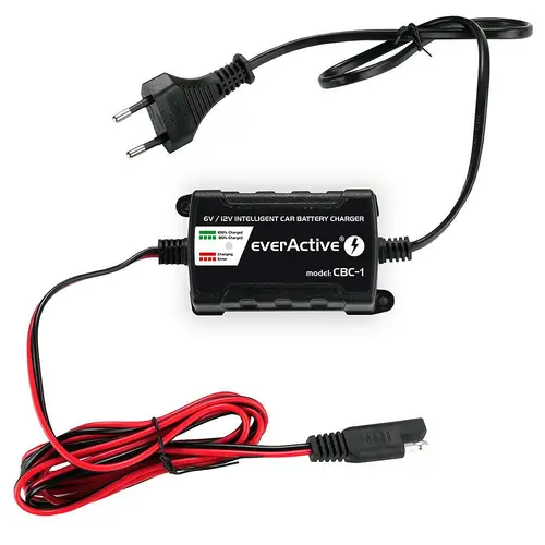 Зарядно процесорно устройство за акумулатор 6V/12V everActive CBC-1 v2 до 1А за автомобили и мотоциклети - image 2