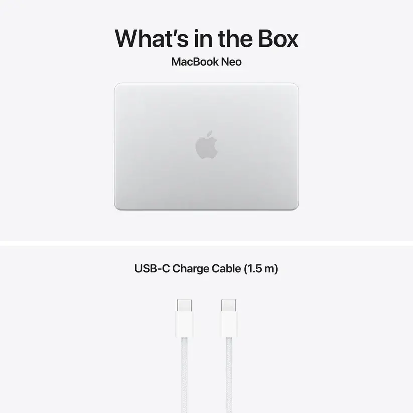 Лаптоп Apple MacBook Neo 13 2026 - 13" 2408 x 1506, A18 Pro, 8GB LPDDR5X, 256GB SSD, Silver - image 3