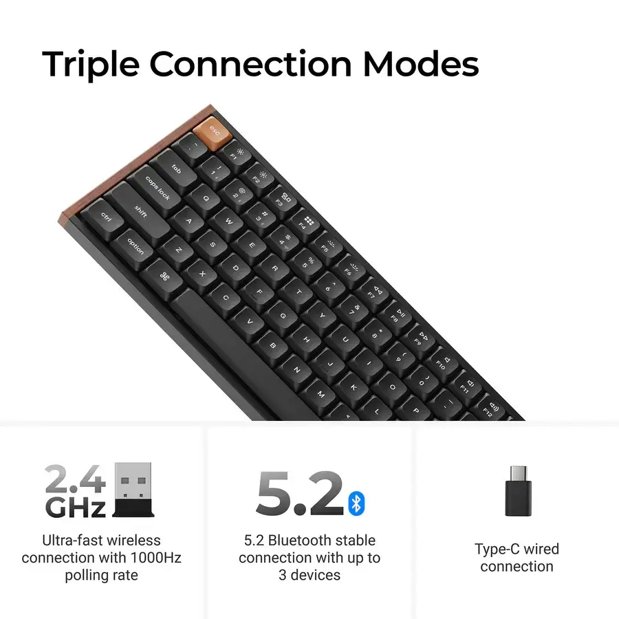 Безжчина механична клавиатура Keychron K3 MAX SE Black QMK/VIA - Milk POM Red Switch - image 4