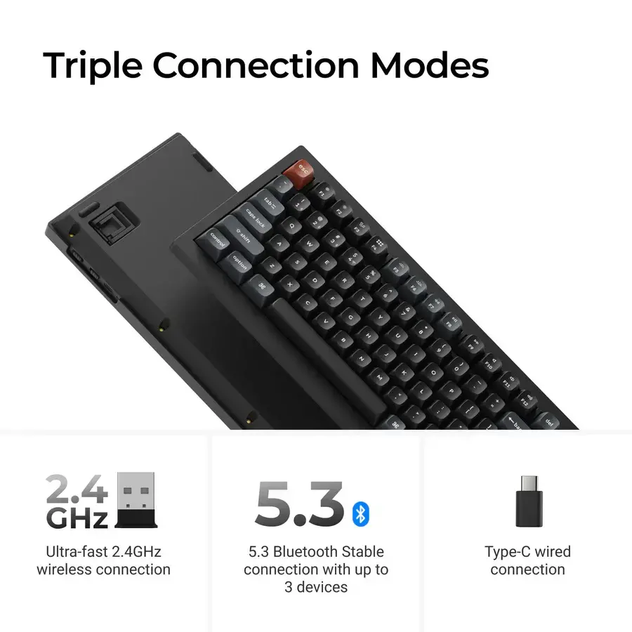Безжична механичка клавиатура Keychron V1 Ultra 8K - Silk POM Switch Banana - image 4