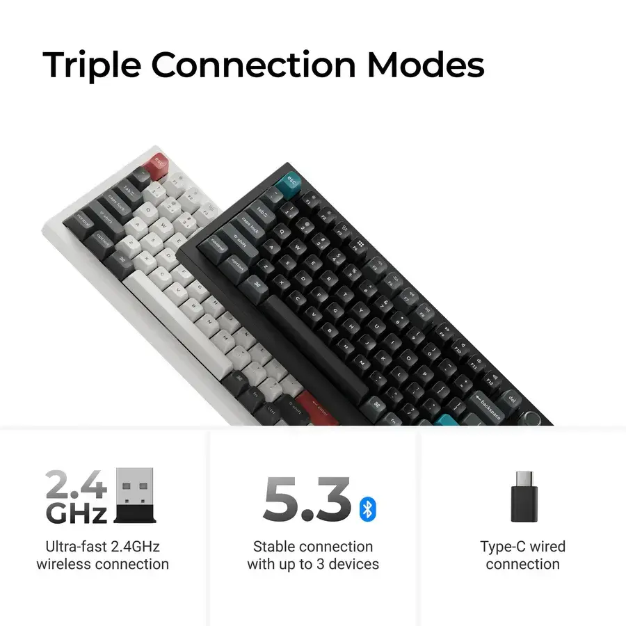 Безжична механичка клавиатура Keychron Q1 Ultra 8K Black - Silk POM Switch Red - image 4