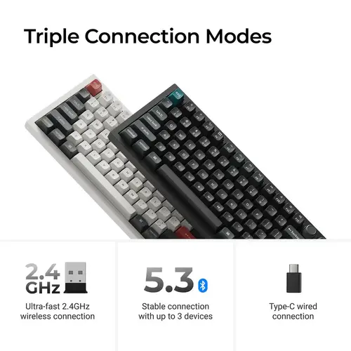 Безжична механичка клавиатура Keychron Q6 Ultra 8K Black - Silk POM Switch Red - image 4