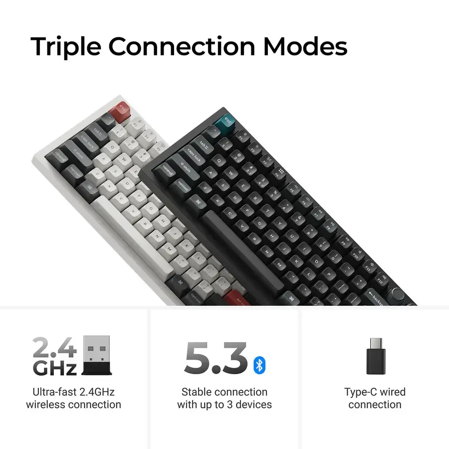 Безжична механичка клавиатура Keychron Q6 Ultra 8K Black - Silk POM Switch Banana - image 3