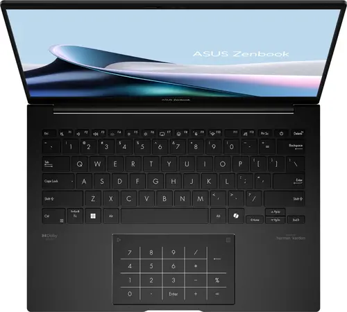 Лаптоп, Asus Zenbook UM3406GA-QD246WNA, AMD Ryzen 7 445 ,2.0GHz (14MB Cache, up to 4.6GHz, 6 cores, 12 Threads), 14.0 OLED WUXGA(WU) 1920X1200 16:10,LPDDR5X 16GB ( on board ),512GB SSD G4, Windows 11, Jade Black, Sleev, no adapter - image 4