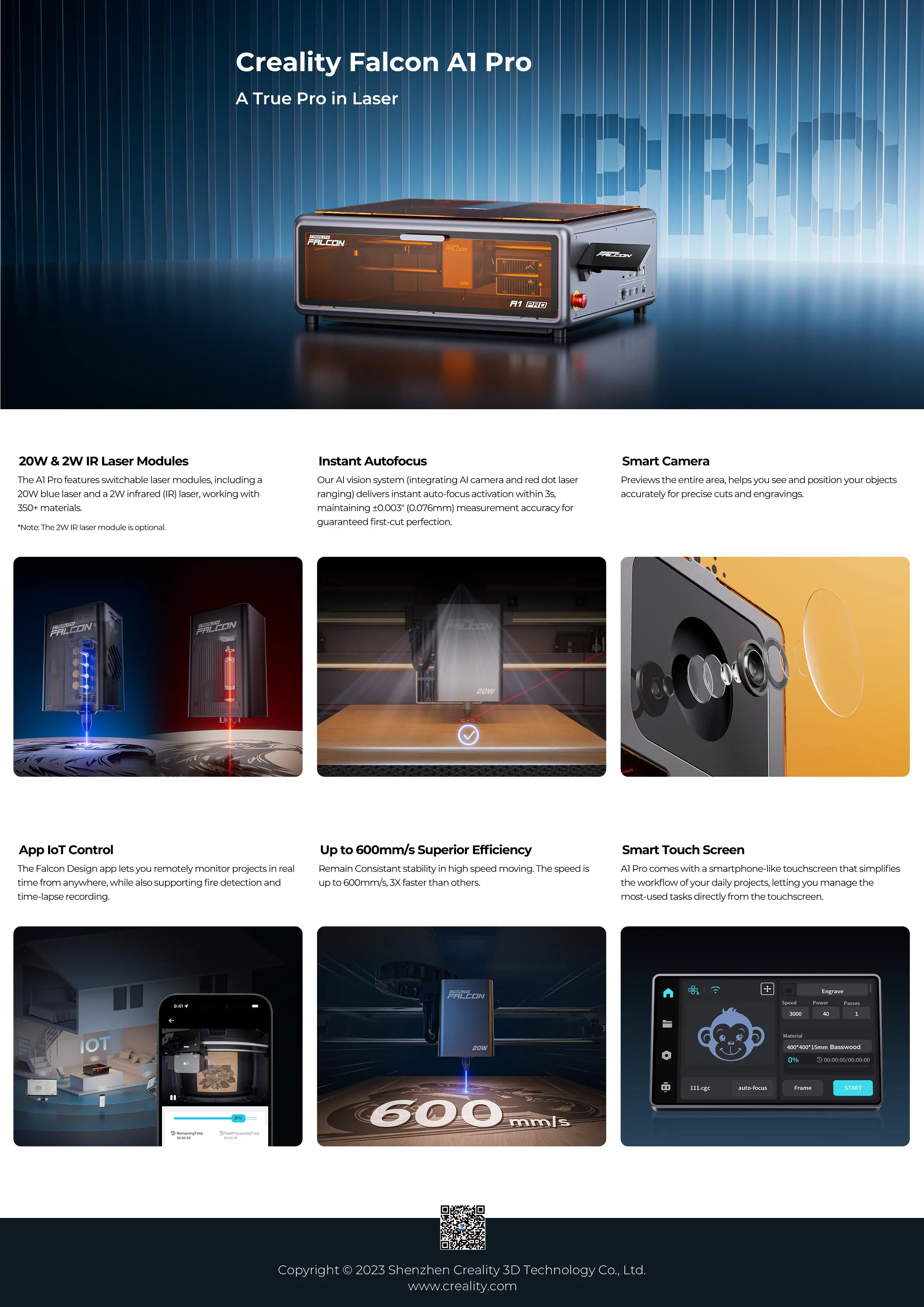 Машина за лазерно гравиране Creality Falcon A1 Pro 20W - image 8