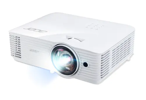 Мултимедиен проектор, Acer Projector S1386WH, DLP, Short Throw, WXGA (1280x800), 3600 ANSI Lumens, 20 000:1, 1x, 3D ready, HDMI, VGA out, DC Out (5V/1A, USB-A), RCA, Audio in/out, Speaker 16W, Bluelight Shield, Bag, 3.1kg, 3Y, White