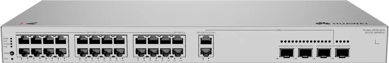 Комутатор Huawei S310S-26PN4JX, 22x1G POE+, 2x2.5G POE+, 2x10G SFP+,400W, L2+ - image 3