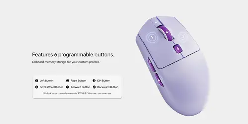 VXE професионална геймърска мишка Wireless Gaming Mouse Dragonfly V3 PRO - Huano Blue Glow V2, White - image 5