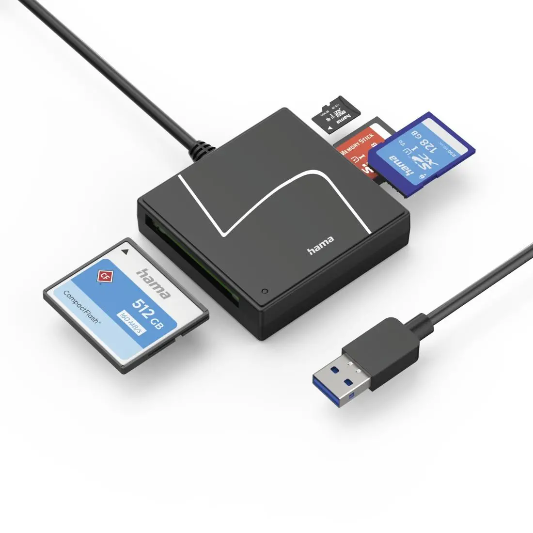 HAMA Четец за карти USB, USB-A, с USB-C адаптер, USB 3.2 Gen1, SD/micro-SD/CF/MS - image 13