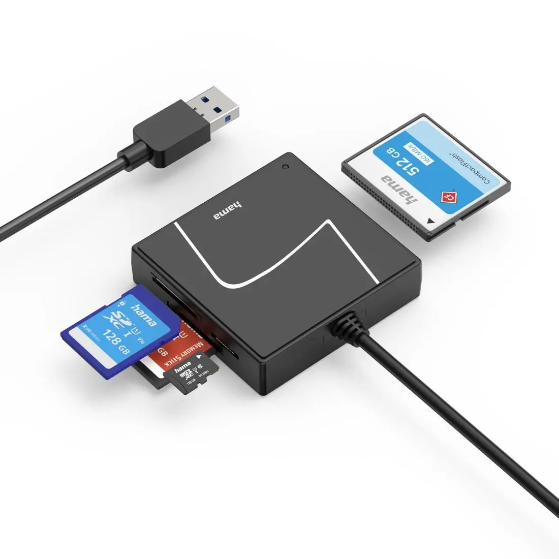 HAMA Четец за карти USB, USB-A, с USB-C адаптер, USB 3.2 Gen1, SD/micro-SD/CF/MS - image 5