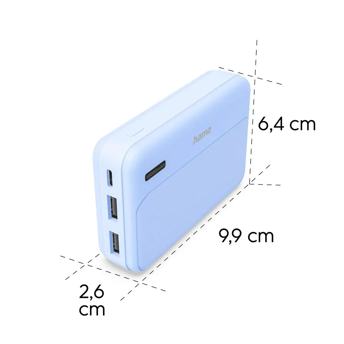HAMA Външна батерия "Pocket 10", 10000 mAh, Изходи: 2x USB-A, син - image 8