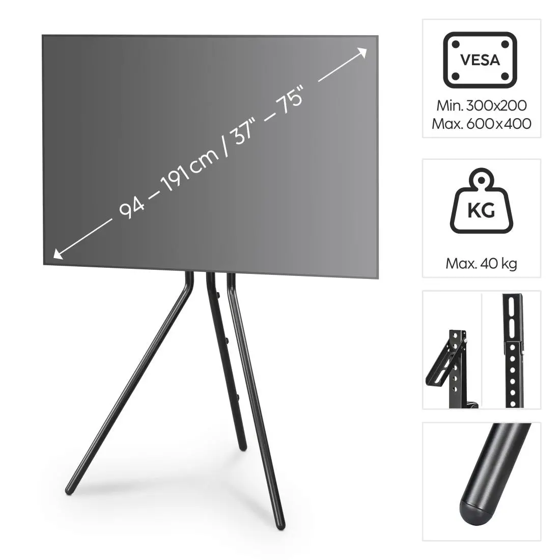 Стойка за TV Easel Design , до 191см / 75"/, до 40кг, черна - image 8