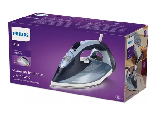 PHILIPS Парна Ютия Series 7000 50g/min 250g steam boost Ceramic soleplate 2800W гладеща повърхност SteamGlide Plus синя - image 6