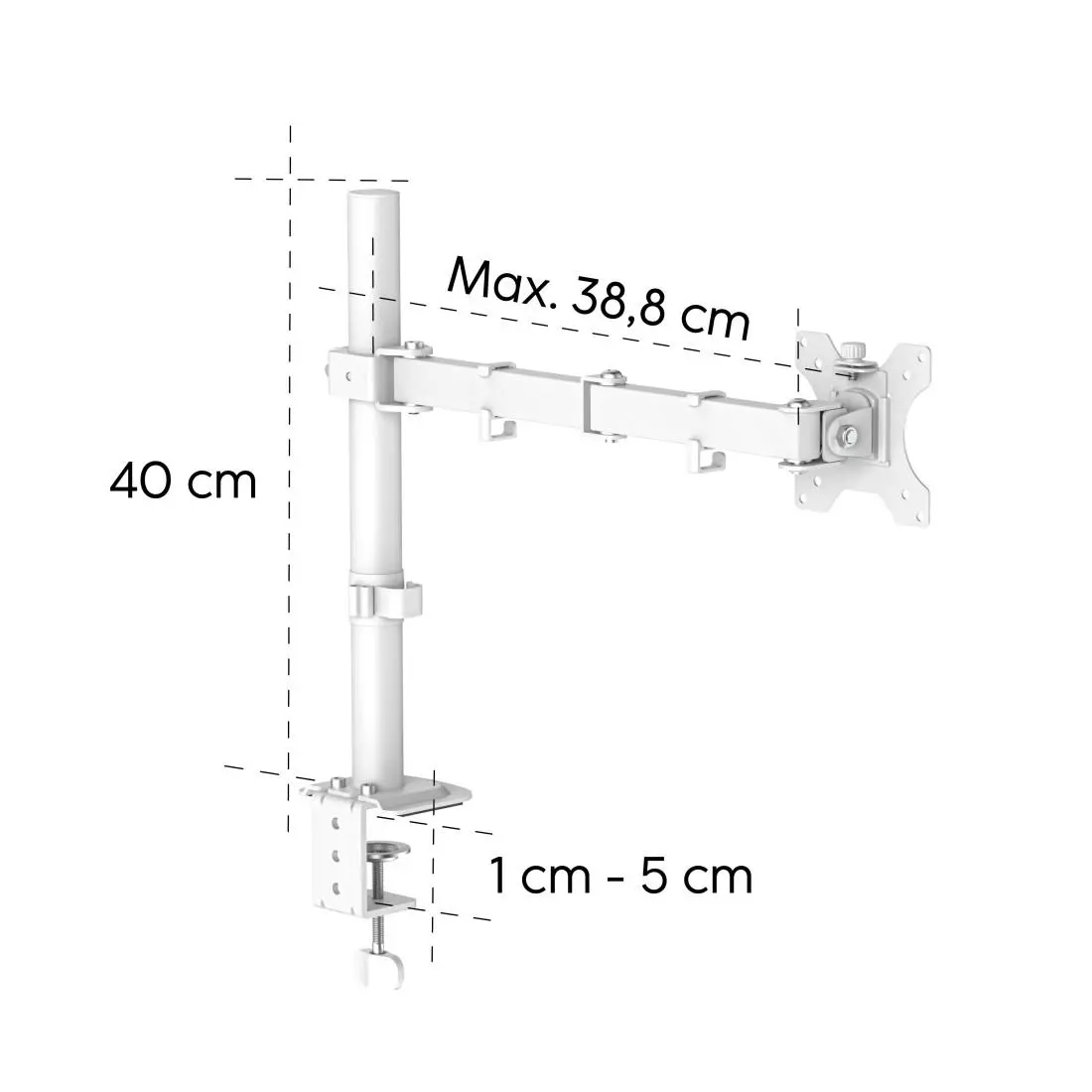 HAMA Стойка за монитор за бюро ( 13" - 35"), регулируема, 2 рамена,12кг, бял - image 11